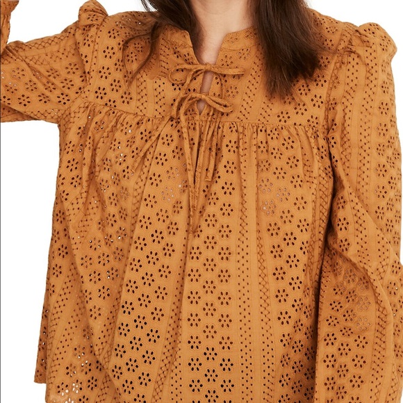 Madewell Tops - NWOT Madewell Eyelet Double Tie Peasant Top